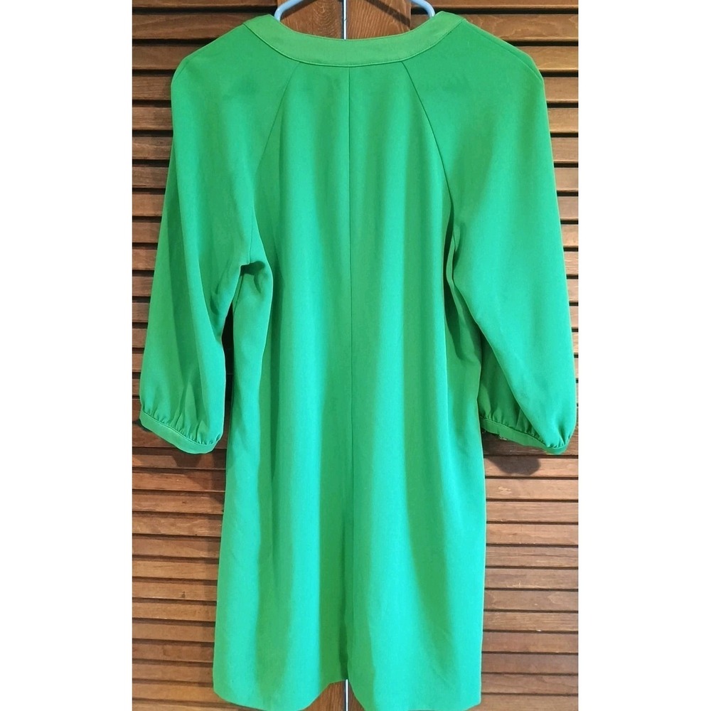 Trina Turk Kelly Green Pipkin Dress 3/4 Sleeve Shift Pockets Career Size Med - Picture 2 of 5